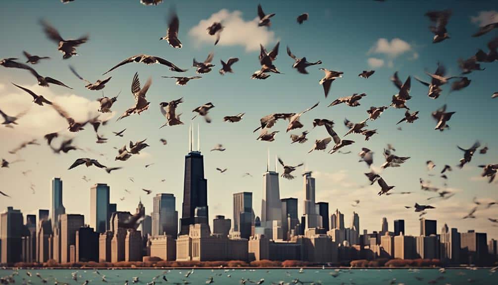birds flying through chicago