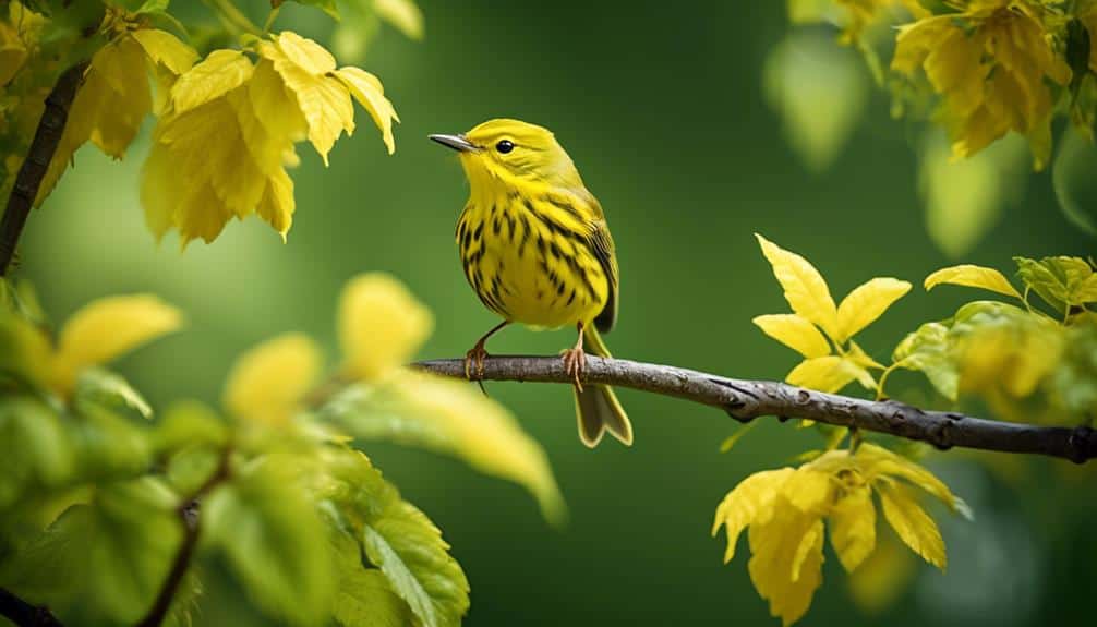 bright yellow bird in summer