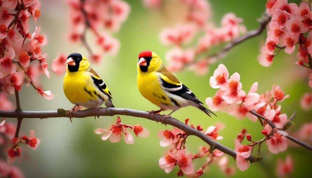 colorful finches sing songs