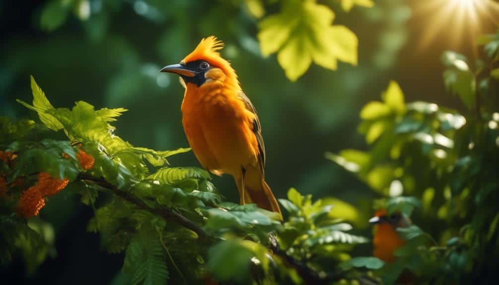 colorful orange plumage birds