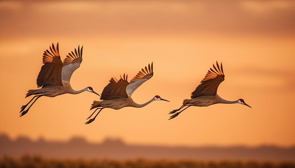 elegant migratory sandhill cranes