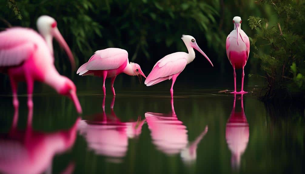 elegant pink birds in texas wetlands