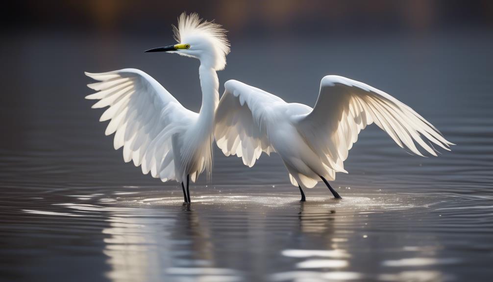 elegant snowy egret in flight