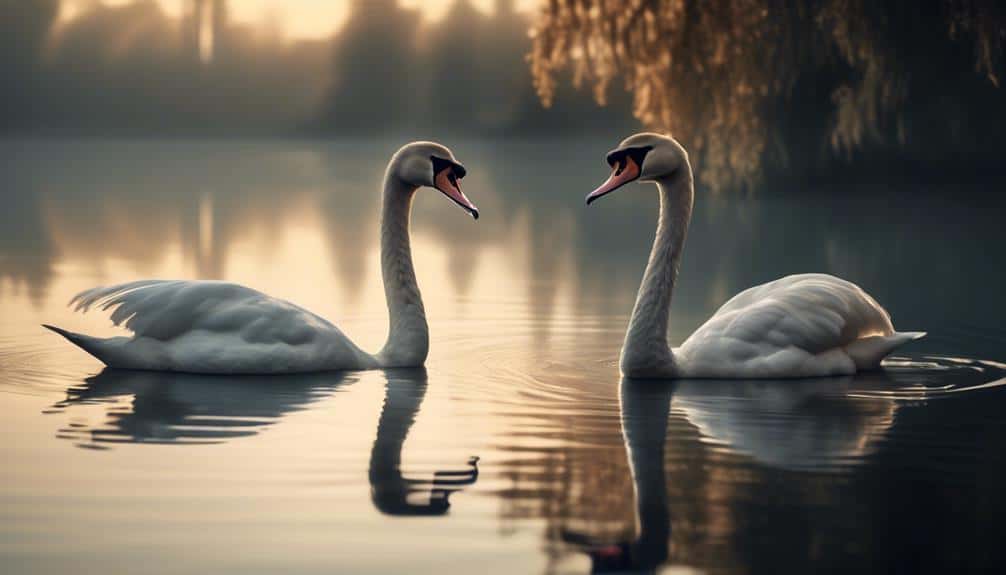 graceful majestic swans swimming