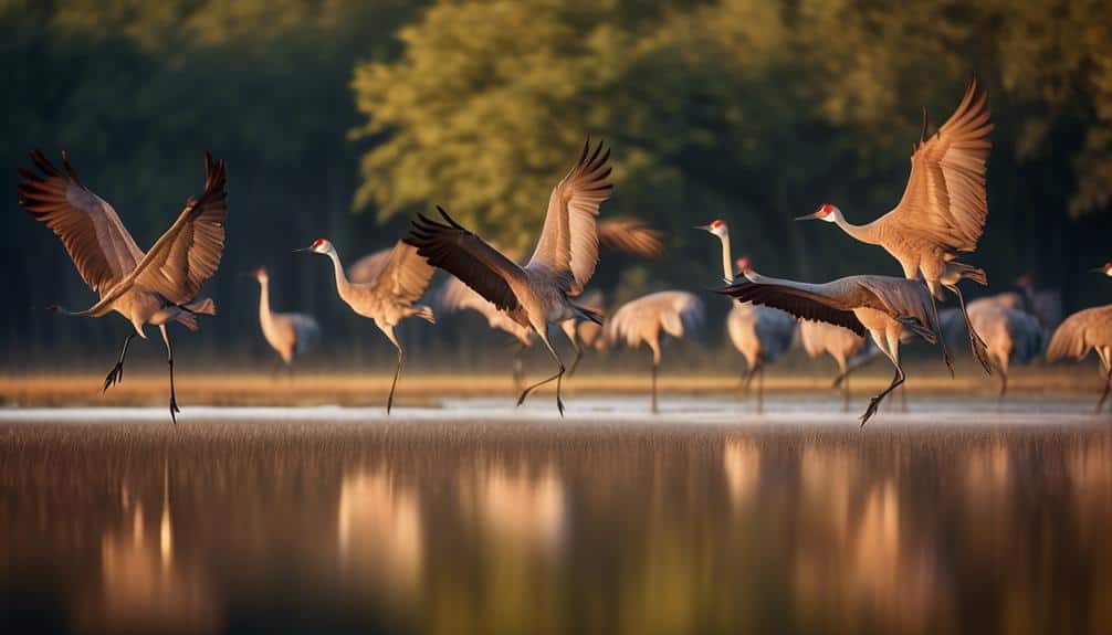 graceful migratory sandhill cranes