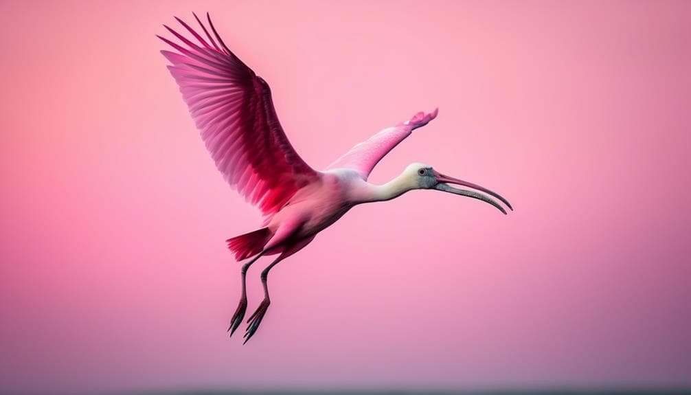 graceful pink bird in flight