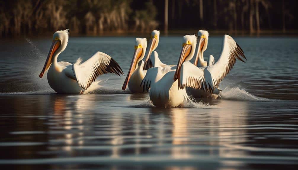 majestic american white pelicans