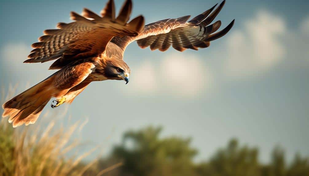 majestic red tailed hawks soar