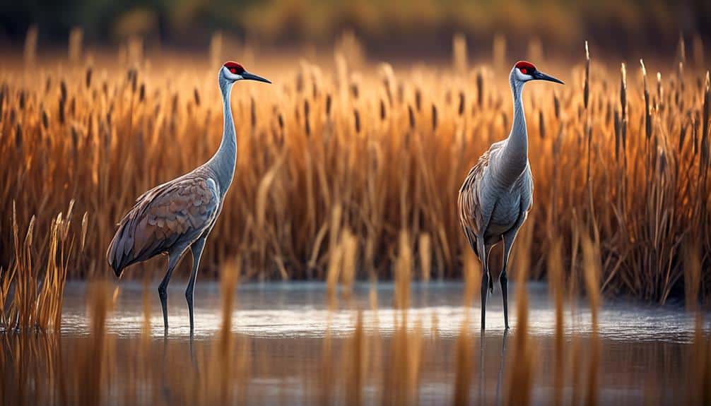 majestic sandhill cranes in marshes