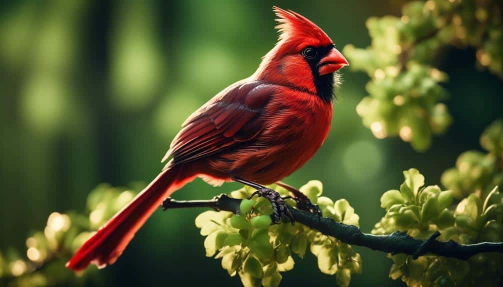 red bird feeding behavior