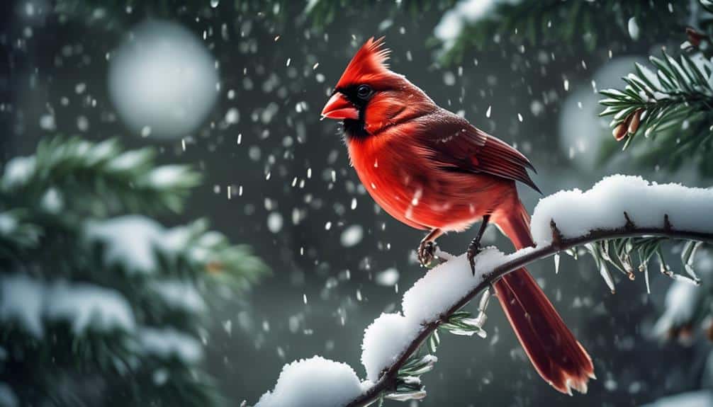 red bird feeding behavior