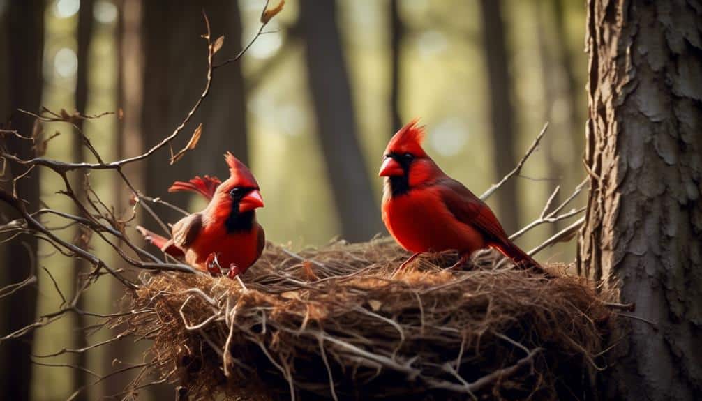 red birds breeding behaviors