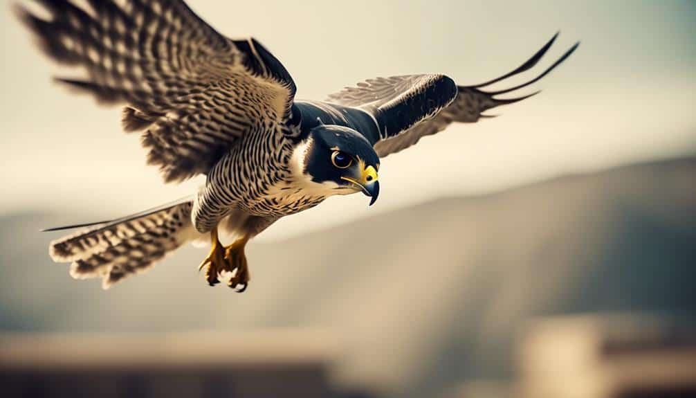 speedy peregrine falcon soars