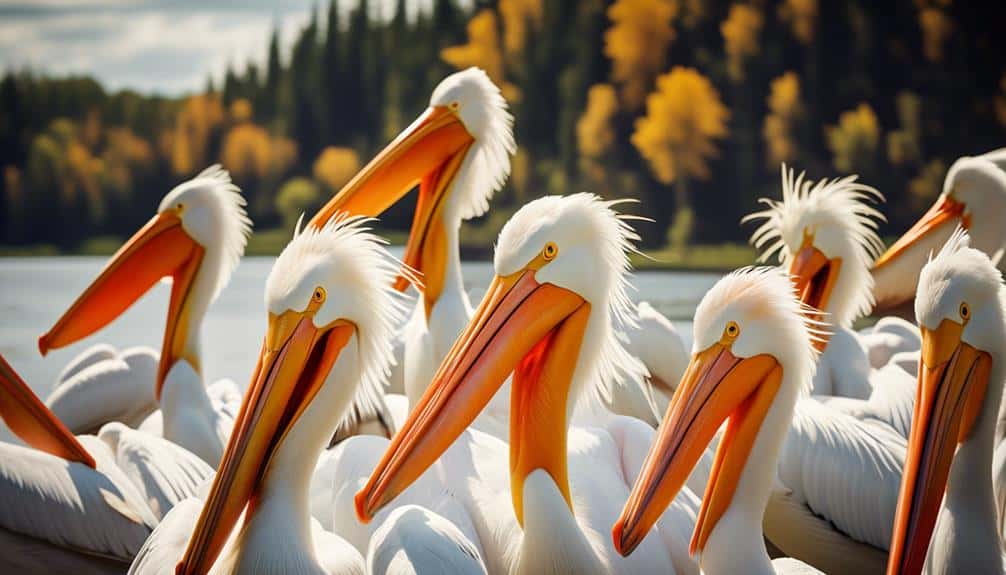 vibrant american white pelicans