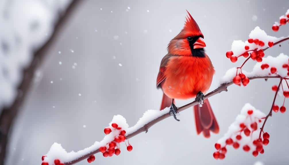 vibrant cardinal in winter