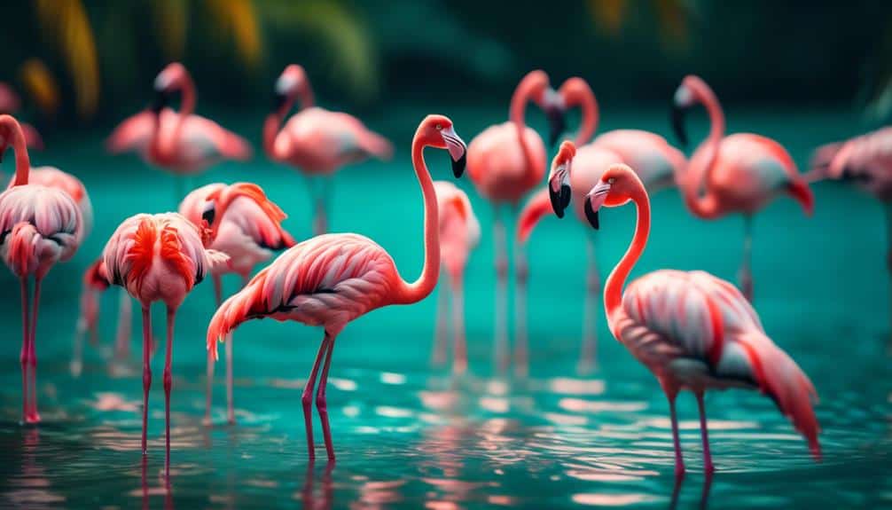 vibrant pink flocking birds