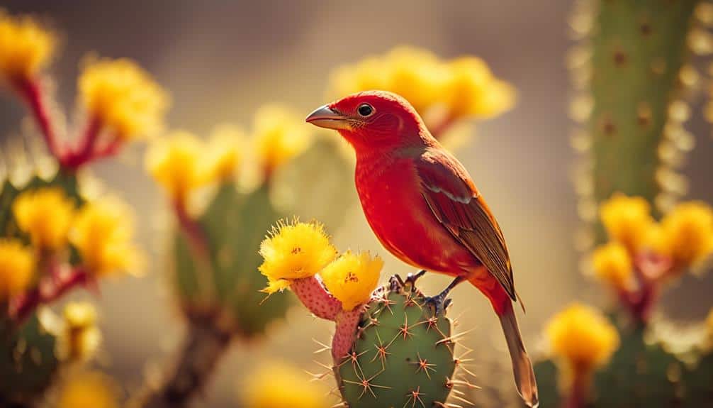 vibrant red bird in texas