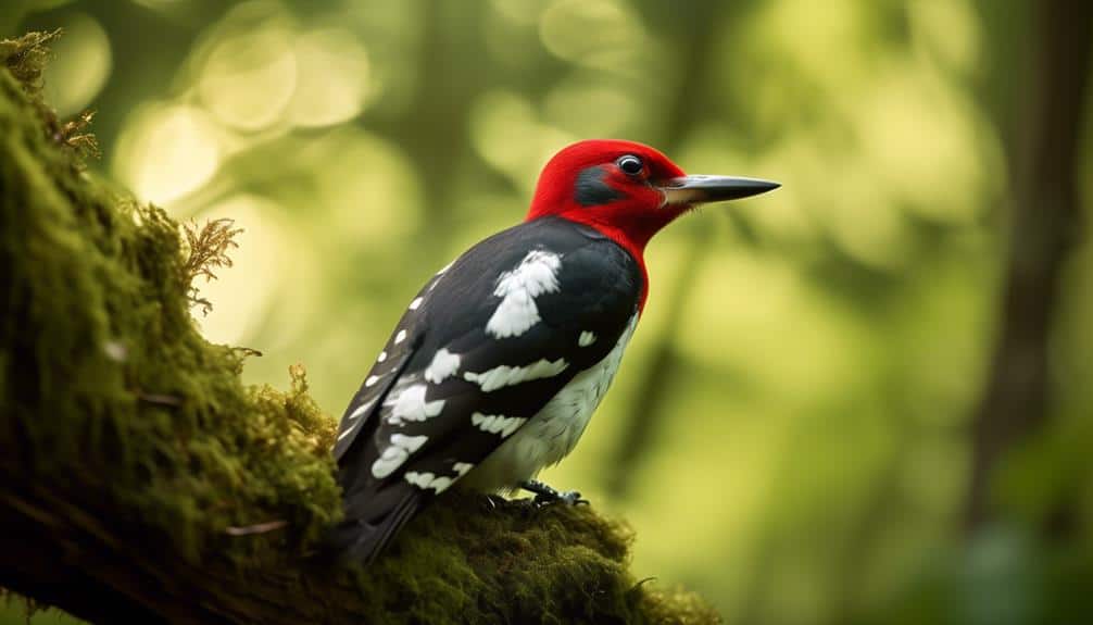 vibrant red headed woodpecker in iowa s forests