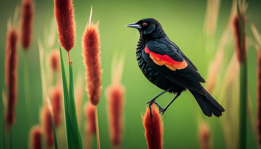 vibrant red winged blackbird in massachusetts